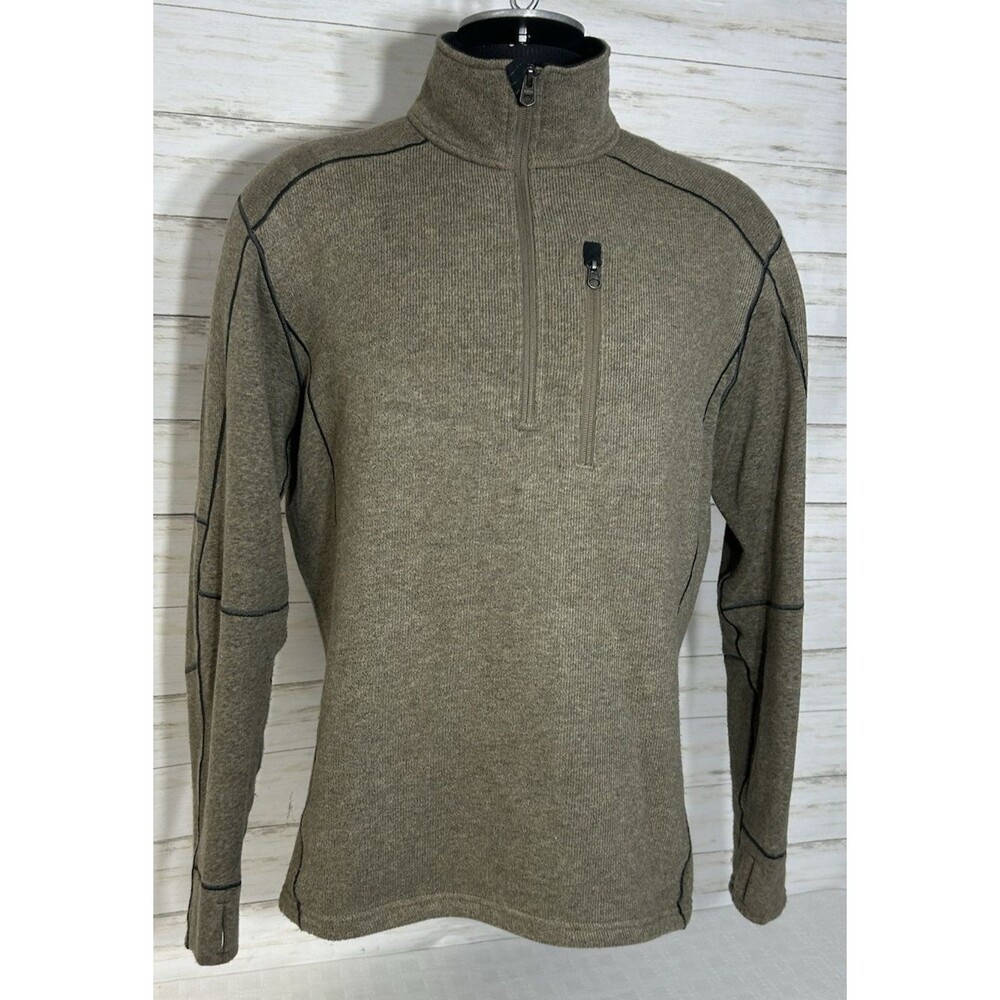 Kuhl 1/4 Zip Pullover Sweater BROWN Mens Size XL Fleece Lined shirt jacket ski